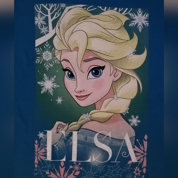 🔥SALE🔥 Frozen Elsa Sparkly Girl's T-shirt Tee NWT Size Large (14) - Picture 2 of 4